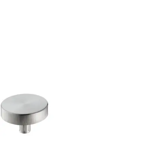 Kreisförmiger Metallgriff mit mattierter Oberfläche, geeignet für die Excenterbetätigung. Produkt von Hansgrohe, sachlich gestaltet für funktionalen Einsatz.